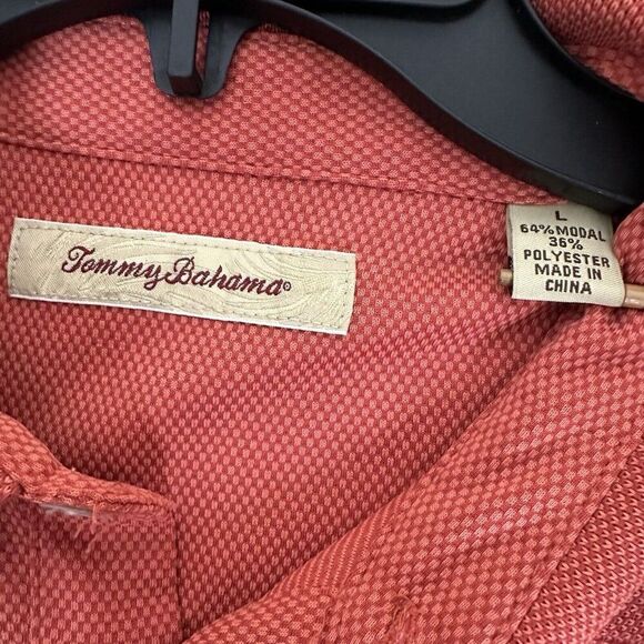 Tommy Bahama Polo Shirt Men Large Rust Orange Short‎ Sleeve Modal Pullover Adult - Picture 2 of 6